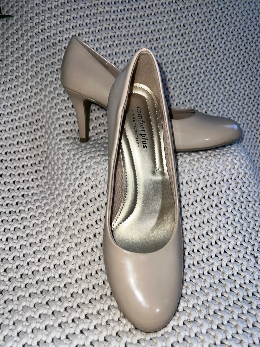 comfort plus by Predictions Nude Patent Round-Toe Pumps